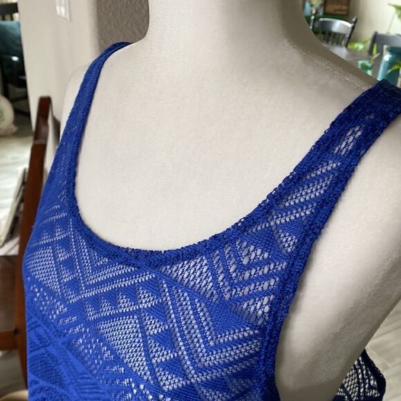 Miken Swim Swimwear Royal Blue Cover Tank Top Tunic Aztec Coastal M - Picture 5 of 9